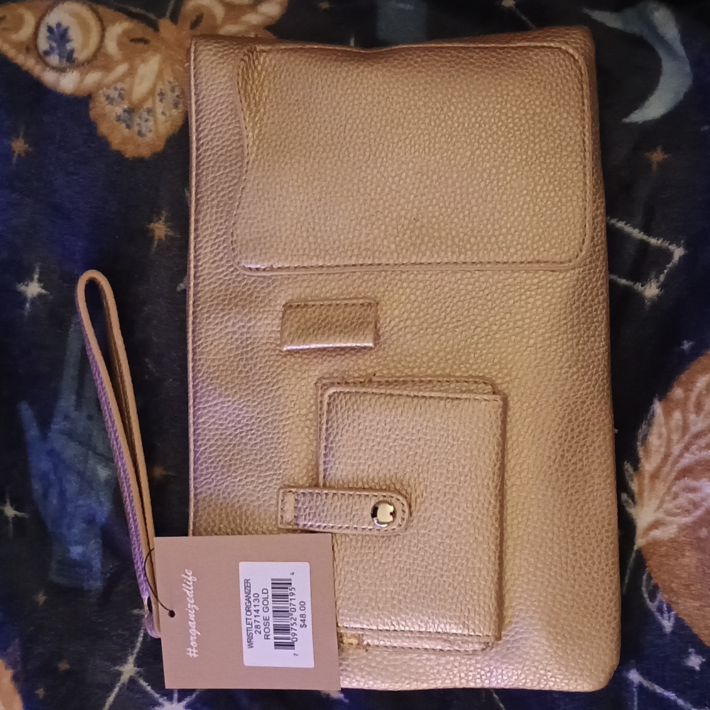 NWT #oranizedlife rose gold wristlet organizer